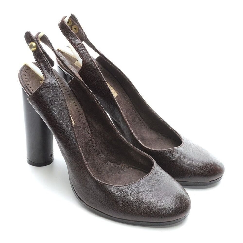 Stella McCartney Brown Vegan Heels Slingback Pumps 39